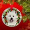 E & S Imports 3.5 Inch Ceramic Westie Ornament Christmas Tree Ornament , Dog Puppy Ribbon Cherish Pet